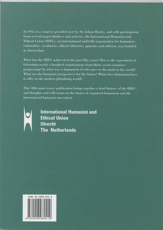 Achterkant van International Humanist and Ethical Union 1952-2002