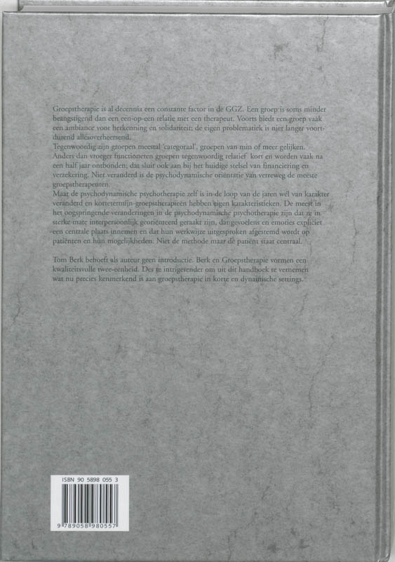 Achterkant van Handboek korte dynamische groepstherapie