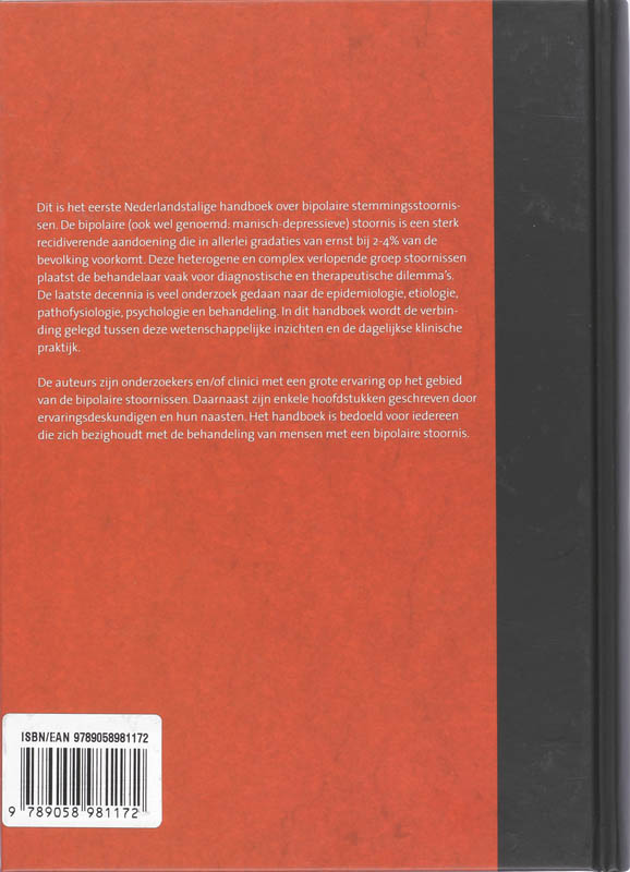 Achterkant van Handboek bipolaire stoornissen