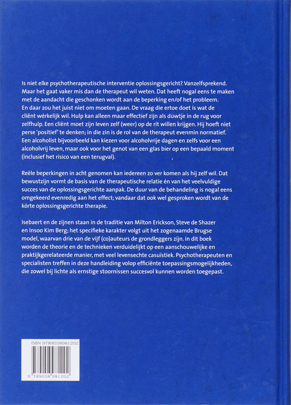 Achterkant van Praktijkboek oplossingsgerichte cognitieve therapie