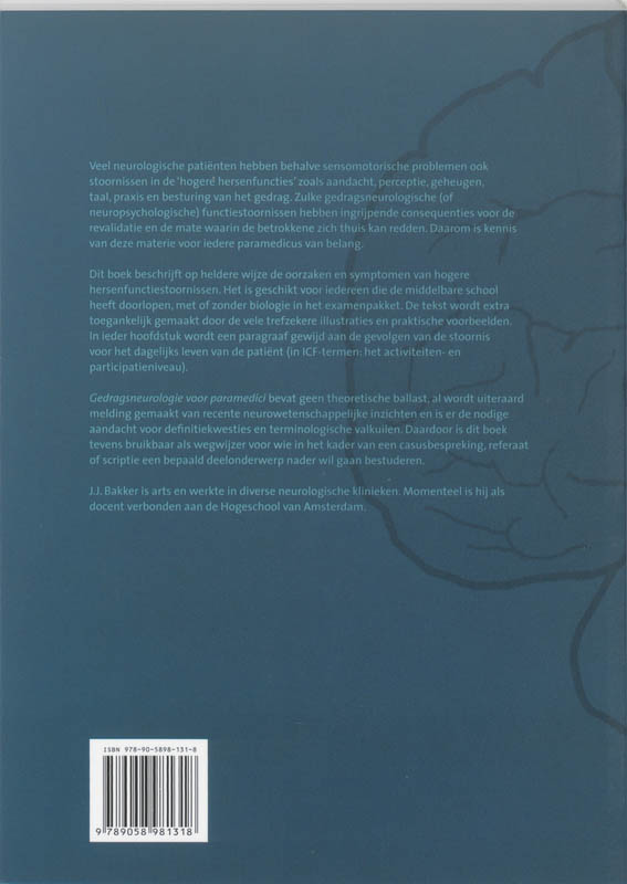 Achterkant van Gedragsneurologie voor paramedici