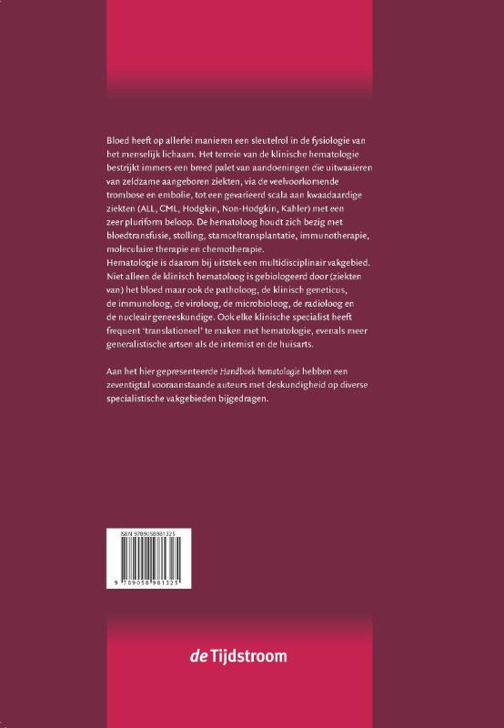 Achterkant van Handboek hematologie