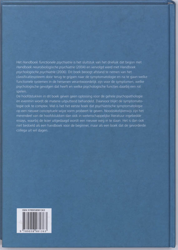 Achterkant van Handboek Functionele Psychiatrie
