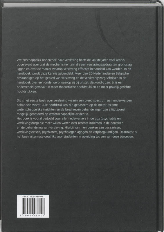 Achterkant van Handboek verslaving