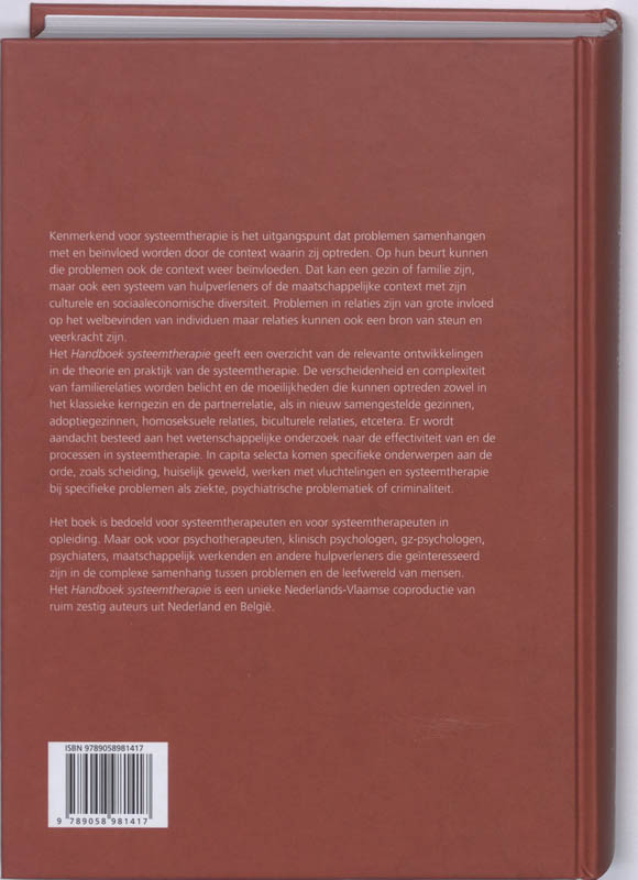 Achterkant van Handboek Systeemtherapie