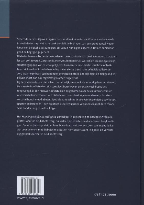 Achterkant van Handboek diabetes mellitus