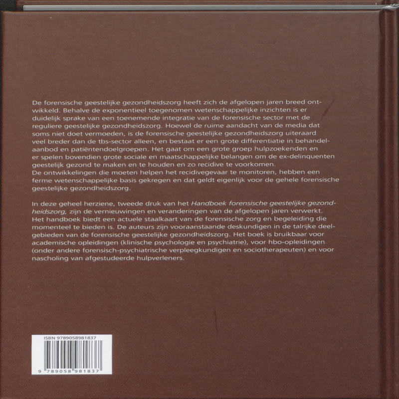 Achterkant van Handboek forensische geestelijke gezondheidszorg