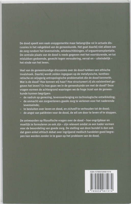 Achterkant van Filosofie, geneeskunde en de dood