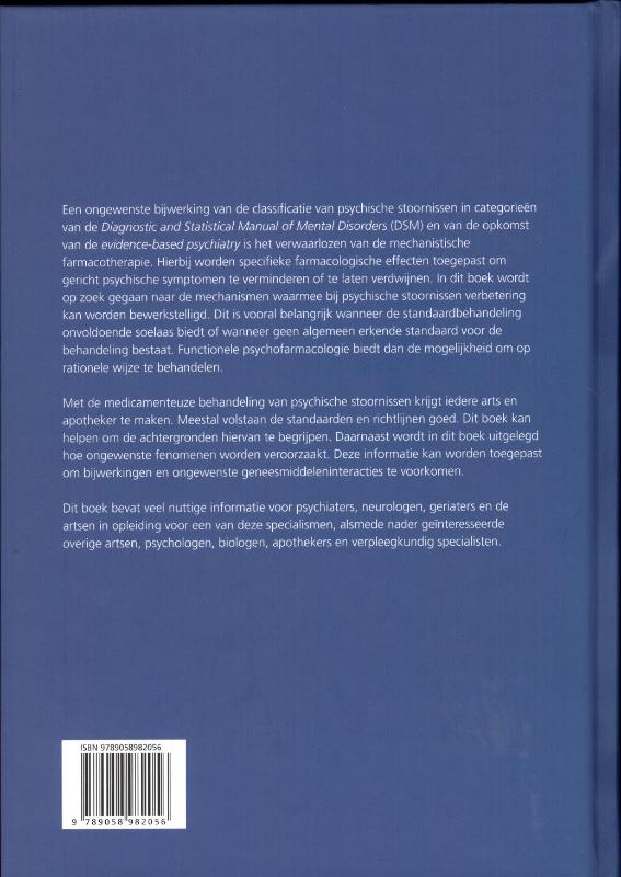 Achterkant van Handboek functionele psychofarmacologie