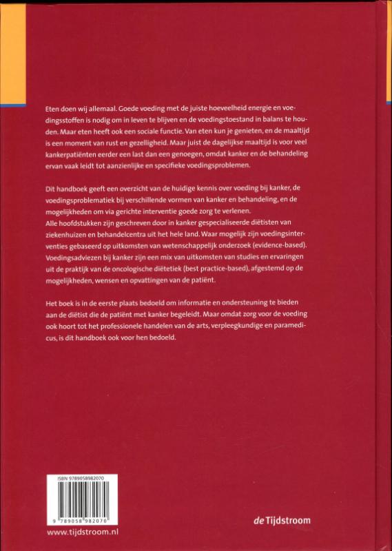 Achterkant van Handboek voeding bij kanker