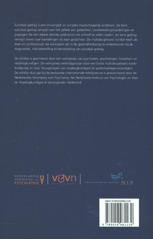 Achterkant van Multidisciplinaire richtlijn diagnostiek en behandeling van suïcidaal gedrag