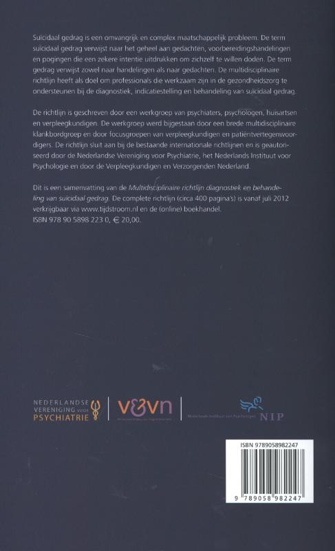 Achterkant van Multidisciplinaire richtlijn diagnostiek en behandeling van suïcidaal gedrag