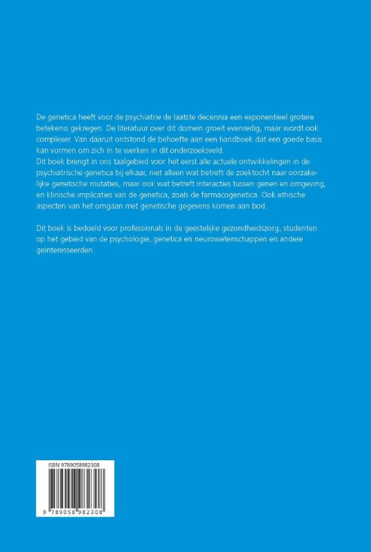 Achterkant van Handboek psychiatrie en genetica
