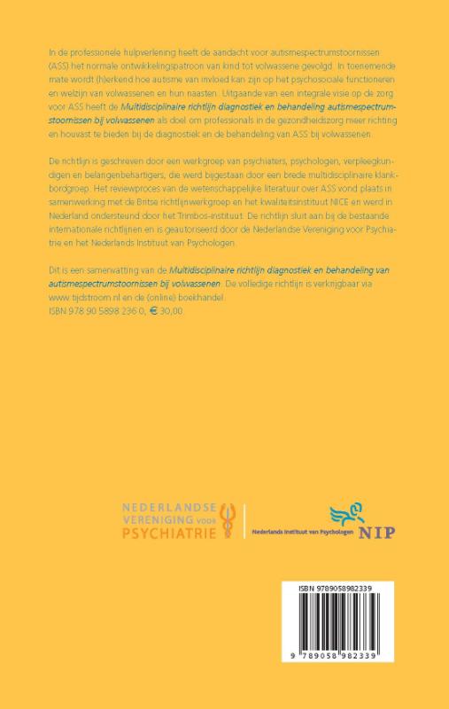 Achterkant van Multidisciplinaire richtlijn diagnostiek en behandeling van autismespectrumstoornissen bij volwassenen