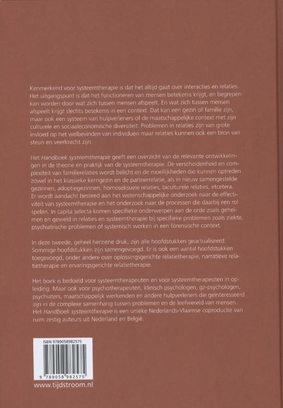 Achterkant van Handboek systeemtherapie