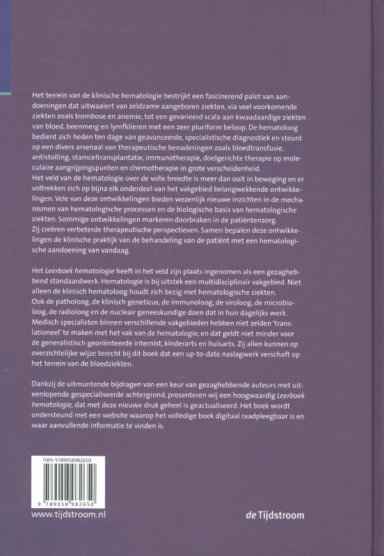 Achterkant van Leerboek hematologie