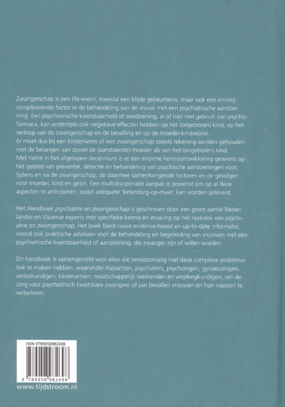 Achterkant van Handboek psychiatrie en zwangerschap