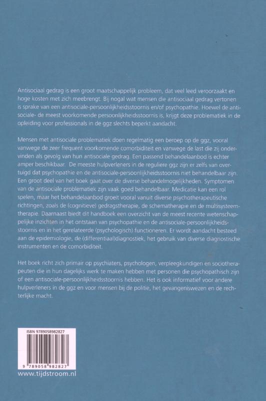 Achterkant van Handboek psychopathie en de antisociale-persoonlijkheidsstoornis