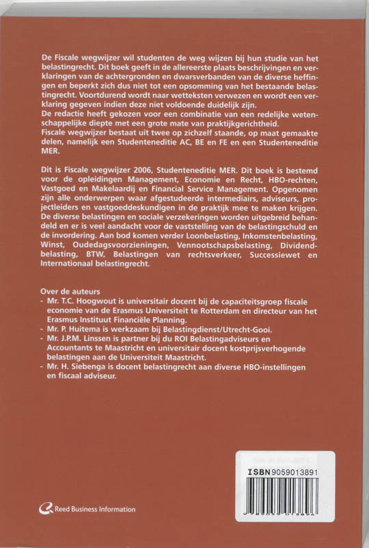 Achterkant van Fiscale wegwijzer 2006, Studie editie MER