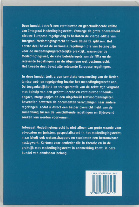 Achterkant van Integraal mededingingsrecht NL