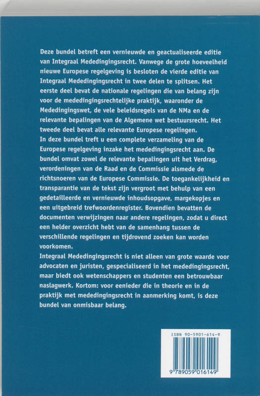 Achterkant van Integraal Mededingingsrecht EU