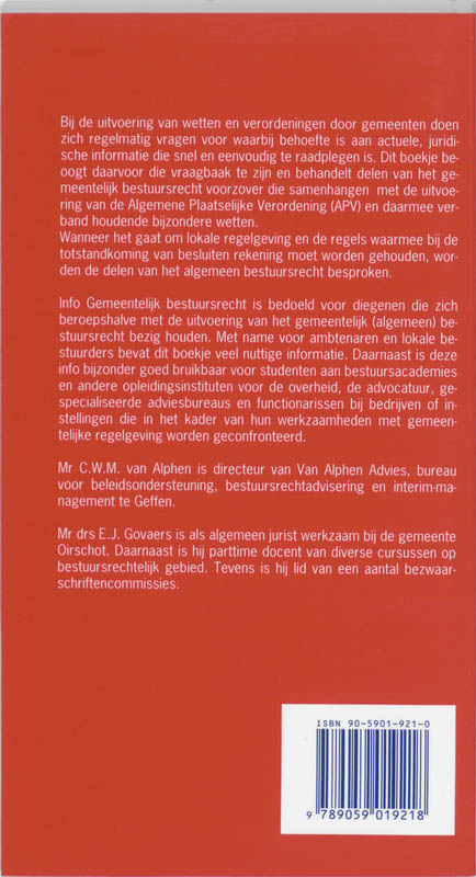 Achterkant van Info gemeentelijk bestuursrecht