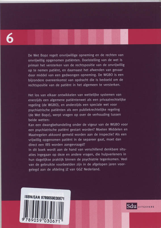 Achterkant van De samenhang tussen de WGBO en de Wet Bopz