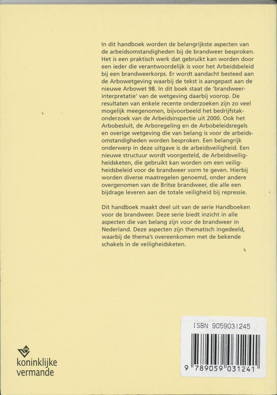 Achterkant van Arbeidsomstandigheden bij de brandweer