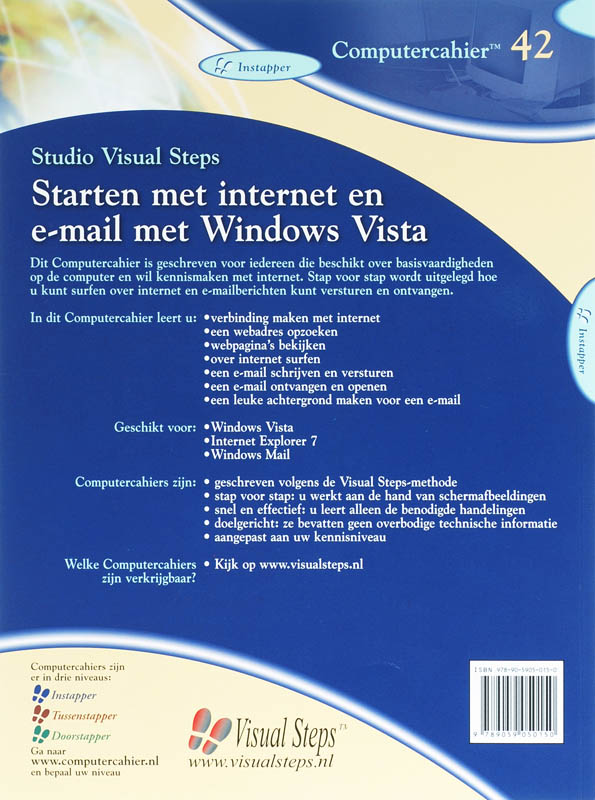 Achterkant van Computercahier 42 Starten met internet en e-mail met Windows Vista