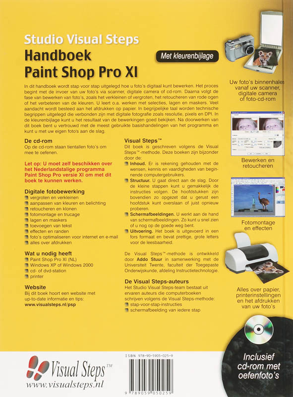 Achterkant van Handboek Paint Shop Pro XI