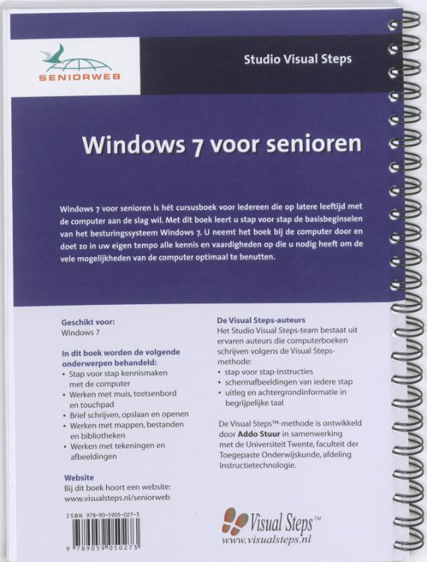 Achterkant van Cursusboek Windows 7 voor senioren