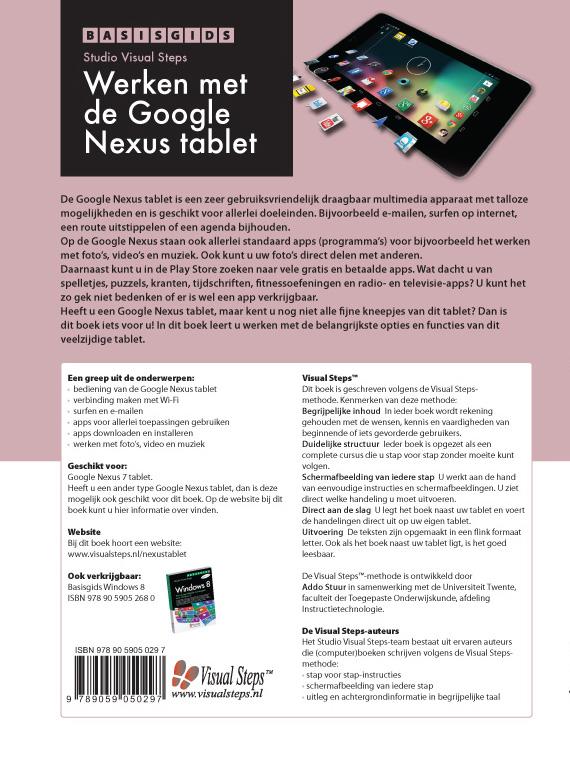 Achterkant van Basisgids werken met de Google Nexus tablet