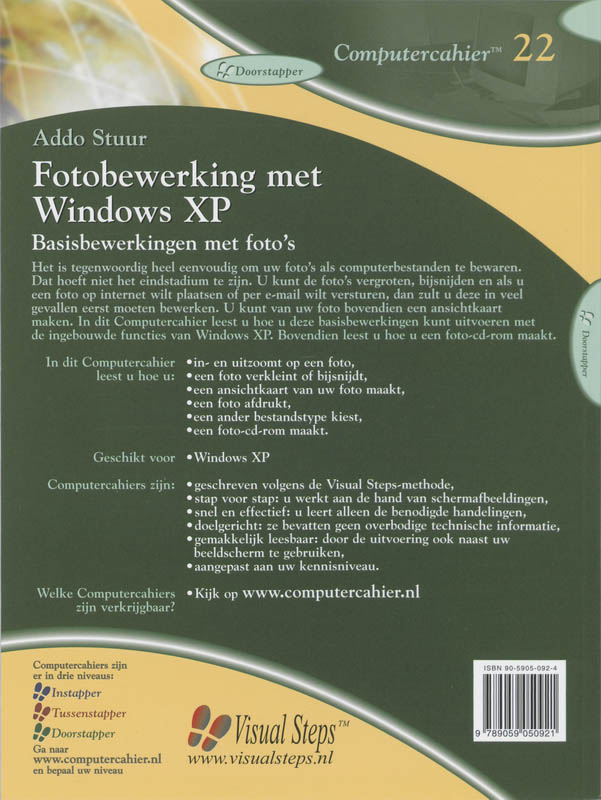 Achterkant van Fotobewerking met Windows XP