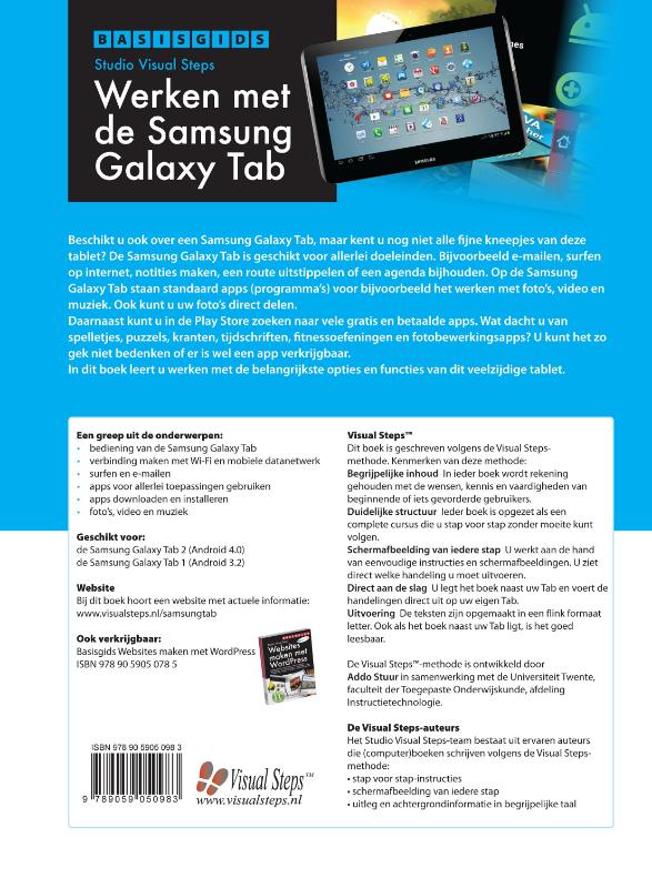 Achterkant van Basisgids Werken met de Samsung Galaxy tab