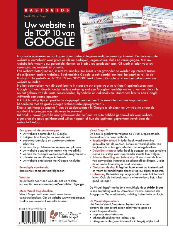 Achterkant van Basisgids Uw website in de top 10 van Google