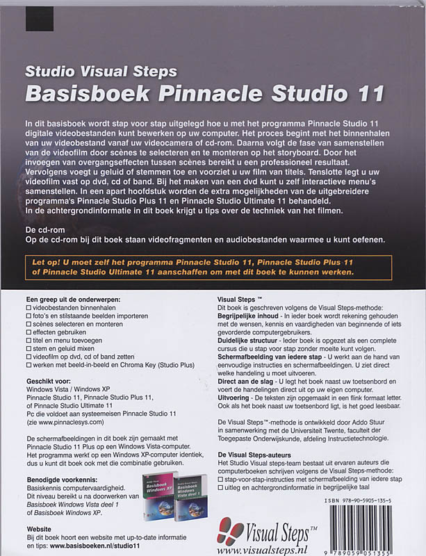 Achterkant van Basisboek Pinnacle Studio 11