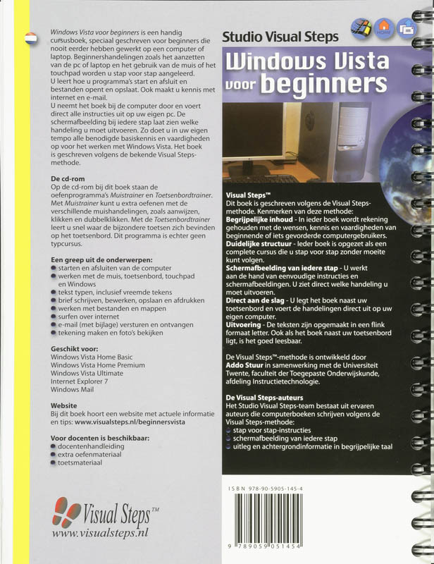 Achterkant van Cursusboek Windows Vista voor beginners