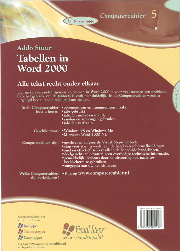 Achterkant van Tabellen met word 2000