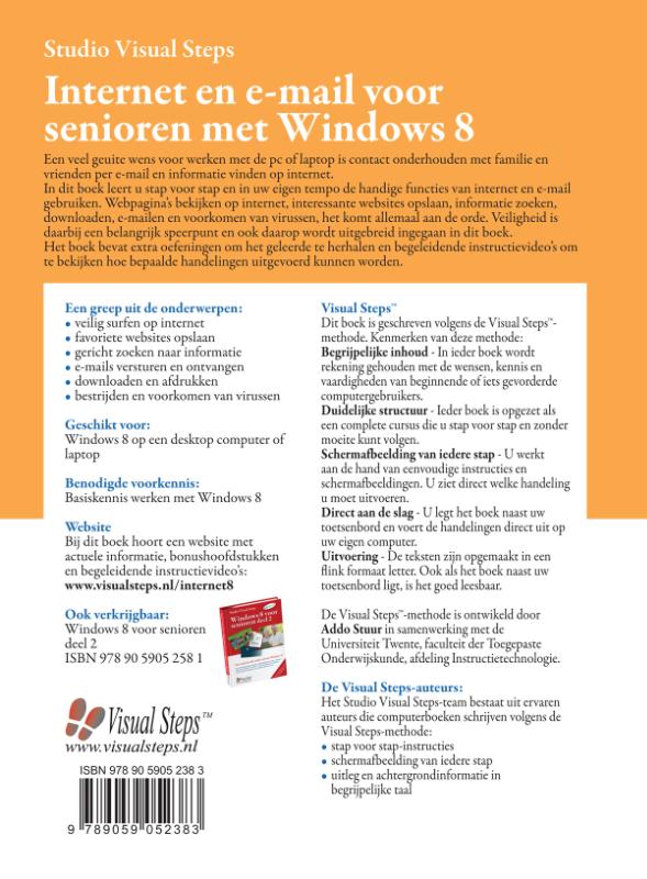 Achterkant van Internet en e-mail voor senioren met Windows 8