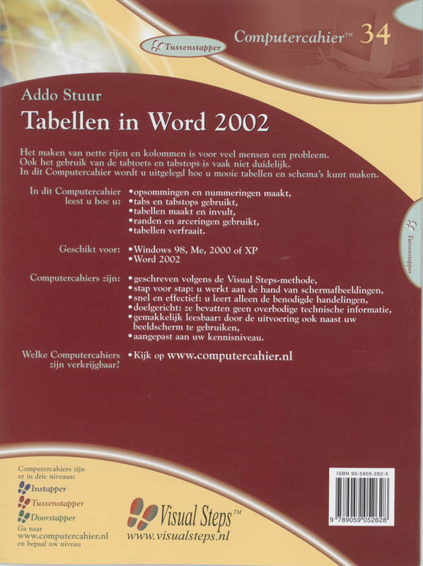 Achterkant van Tabellen in Word 2002