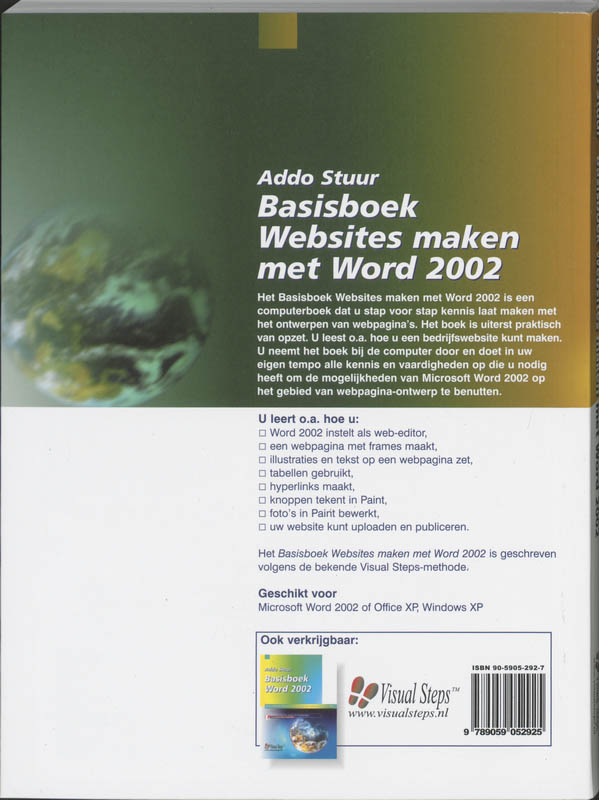 Achterkant van Basisboek websites maken met Word