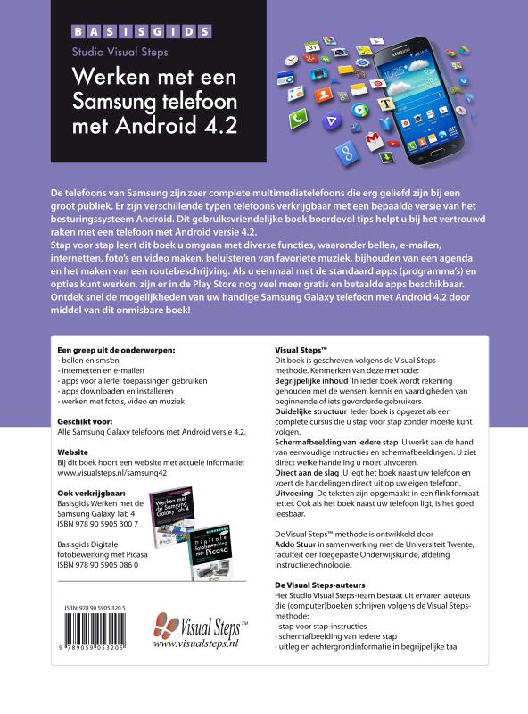 Achterkant van Basisgids werken met een Samsung telefoon met Android 4.2