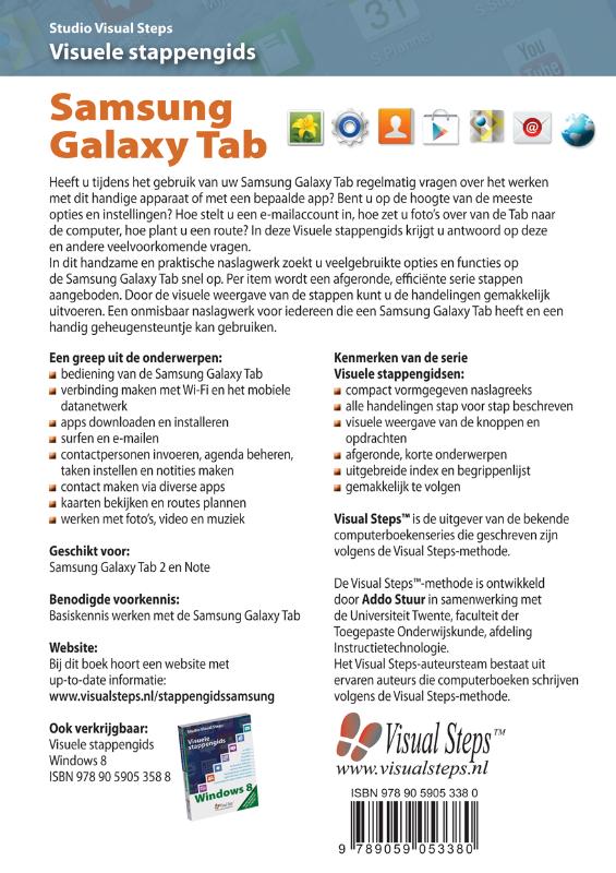 Achterkant van Visuele stappengids Samsung Galaxy tab