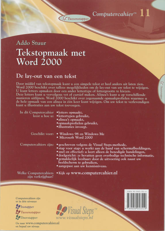 Achterkant van Tekstopmaak met Word 2000