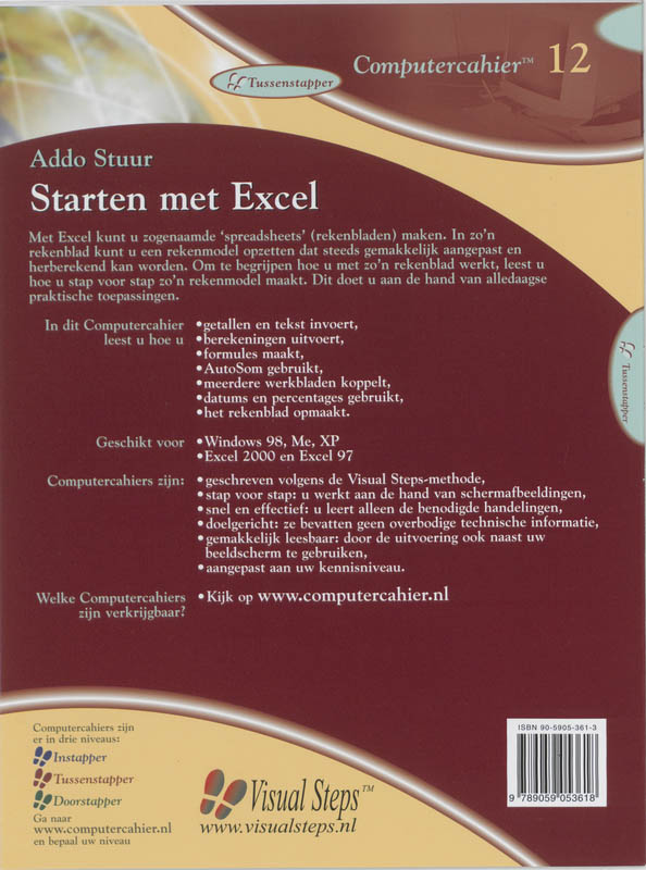 Achterkant van Starten met Excel