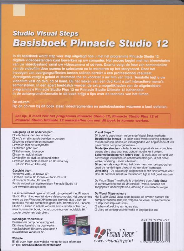 Achterkant van Basisboek Pinnacle Studio 12