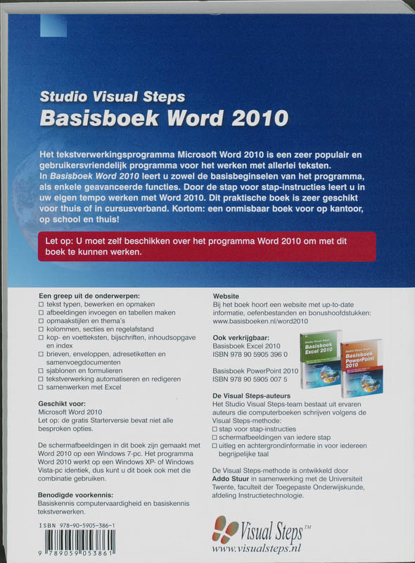 Achterkant van Basisboek Word 2010