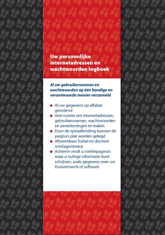 Achterkant van Uw persoonlijke internetadressen en wachtwoorden logboek