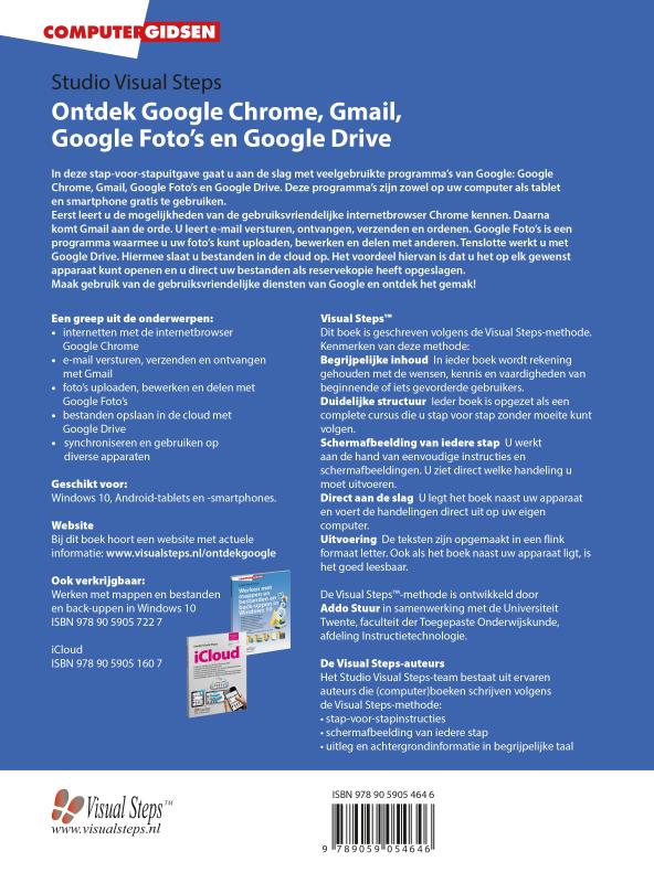 Achterkant van Ontdek Google Chrome, Gmail, Google Foto's en Google Drive