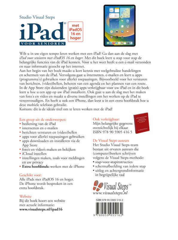 Achterkant van iPad voor senioren met iPadOS 16 en hoger